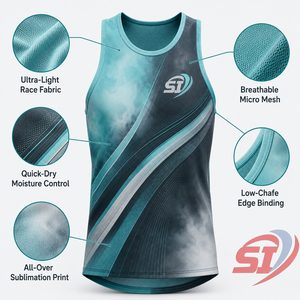 Camiseta de Running Personalizada de Secado Rápido, Transpirable y Ligera para Maratón, Color Aqua Smoke Splitstream - Product Image 3