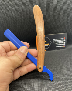 Premium Quality Wooden Straight Edge Razor for Men Single <b>Blade</b> Stainless Steel Manual Face/<b>Barber</b> Shaving Customized Color Logo - Product Image 3