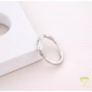 Minimalist Curved Moissanite Diamond Wedding Band Ring for Women 14K White Gold Stackable Contour Bridal Matching <b>Anniversary</b> - Product Image 2