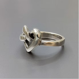 Bague moderne en argent 925 en forme de cœur, bijou cadeau pour mariage et fêtes, bijou à porter au quotidien - Product Image 2