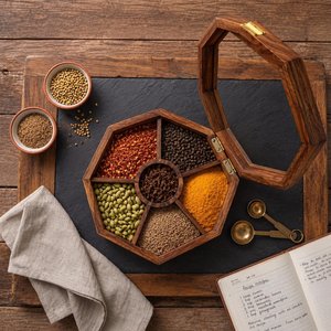 Best Quality Handcrafted Wooden Spice Box Set with <b>Bamboo</b> Lid Traditional Chinese Design Freshness Preservation for Kitchen Use - Product Image 3