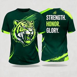 T-shirt à manches courtes pour homme en polyester, impression par sublimation, motif tigre, coupe ajustée, tissu respirant, vêtements de sport - Product Image 1