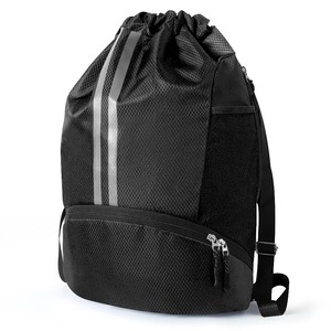 PERPETUAL SOLUTIONS PS-SB-011 Mochila azul de nailon con cordón, bolsillos de malla y compartimento inferior para uso casual y fitness - Product Image 3