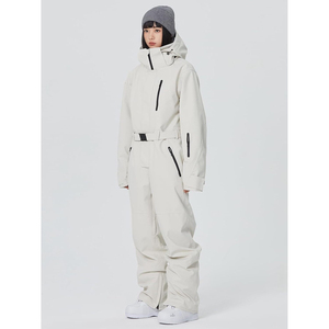 Combinaison de ski unisexe imprimée, chauffante, à capuche, avec fermeture éclair, imperméable, pour l'hiver, avec ceinture - Product Image 4