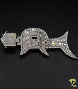 Pendentif initiale 'P' en forme de baguette avec moissanite, plaqué rhodium, collier hip-hop, bijoux bling certifiés GIA, cadeau - Product Image 6