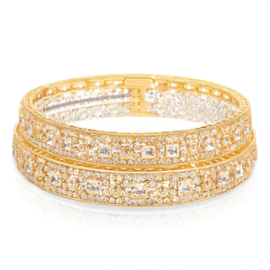 Jewelemarket 2.4\" Gold Plated Crystal Stone <b>Bangles</b> Set 10575601WH_2.4 Luxurious Crystal <b>Bracelets</b> & <b>Bangles</b> - Product Image 2