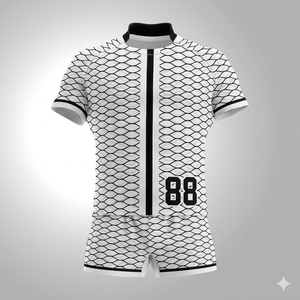 Ensemble de maillot de rugby respirant ajusté à manches courtes pour homme avec col montant zippé et motif à pois, vêtements de sport toutes saisons - Product Image 4