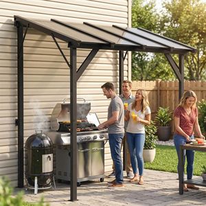 Gazebo con Tetto Rigido in Policarbonato, Riparo per Barbecue da Esterno per Patio e Giardino, Categoria Prodotti Tende e Pergole - Product Image 2