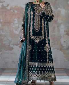 Traje de Fiesta Tradicional Pakistaní de Terciopelo de Alta Calidad para Mujer, Shalwar Kameez de 3 Piezas, MOQ Bajo 2026 - Product Image 3