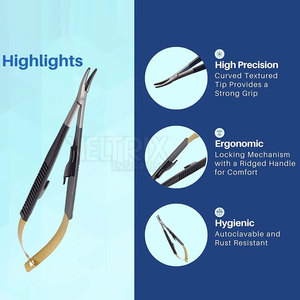 Portaagujas Curvo Castroviejo Médico de Última Moda, Más Vendido, con Mandíbulas de 11 mm y Puntas Cónicas, 140 mm x 1 mm - Product Image 4