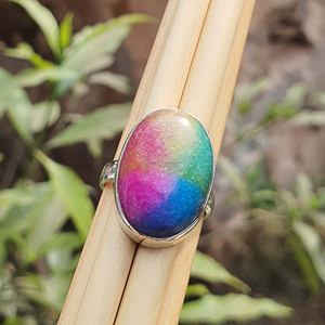 Anillo de cuarzo Solar arcoíris de Plata de Ley 925, Joyería de diamantes Multicolor única hecha a mano para regalo de fiesta de compromiso - Product Image 4