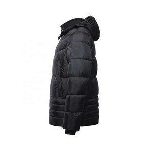 <b>Men's</b> Black Puffer Jacket <b>Hooded</b> Zipper Closure Windproof Casual Winter <b>Coat</b> Solid Color Polyester Regular Fit 2026 - Product Image 2