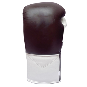 Guantes de boxeo de cuero marrón y blanco con cierre de cordones en la muñeca para adultos - Product Image 2