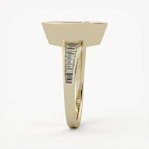 Bagues de fiançailles en diamant de laboratoire taille marquise avec baguettes latérales de 2-4 mm, sangle conique, sertissage en canal, or massif 14 carats, prix d'usine - Product Image 3