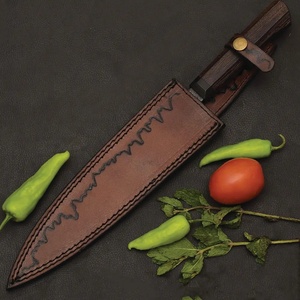 Cuchillo de Chef de Acero al Carbono de 13 Pulgadas Hecho a Mano por Ahmad Fabric con Funda de Cuero y Mango Elegante Personalizable - Product Image 6