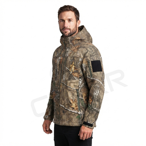 Chaqueta deportiva para exteriores con logotipo personalizado, camuflaje Real Tree, softshell, impermeable, cortavientos, poliéster, chaqueta softshell de invierno. - Product Image 2
