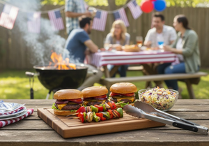 Planche à découper en bois gravée avec la date du 4 juillet, Jour de l'Indépendance, avec poignée, pour barbecue, service en cuisine, décoration de la maison pour les fêtes - Product Image 5