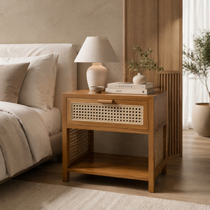 Modern Minimalist Storage Premium Solid Teak Wood Wholesale Liem Square <b>Bedside</b> Drawer <b>Shelves</b> Nightstand Cabinet Home Furniture - Product Image 3