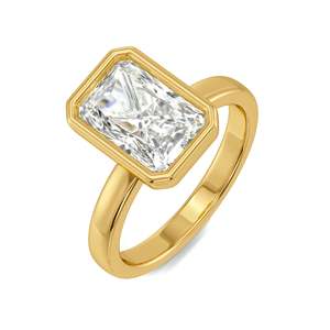 Gold Plated 925 Silver Luxury Engagement <b>Ring</b> <b>for</b> <b>Women</b> Claw Set Emerald Cut Moissanite <b>Statement</b> <b>Ring</b> - Product Image 1