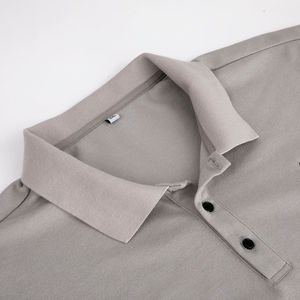 Polo à manches courtes gris clair pour homme, couleur unie, tricoté, décontracté, coupe classique, respirant, coupe classique, couleur unie - Product Image 5