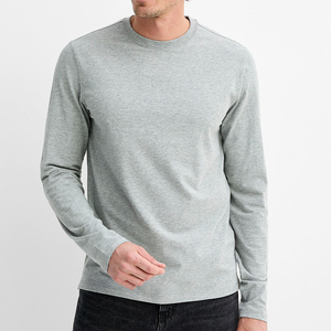 Camiseta de Manga Larga de Alta Calidad para Hombre, 100% Algodón, Ropa Lisa, Moda Masculina, Transpirable, Cuello Redondo - Product Image 3