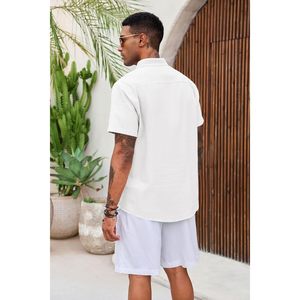 2025 <b>Men's</b> Cotton Henley Tops <b>Short</b> <b>Sleeve</b> <b>Linen</b> Textured Summer Beach Hippie T-<b>Shirts</b> - Product Image 2