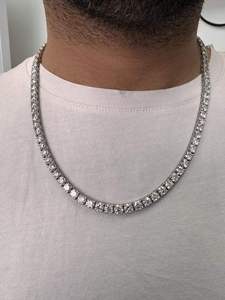 สร้อยคอเทนนิสเพชรผู้ชายทอง 14K เพชรทรงกลมเพาะเลี้ยงในห้องปฏิบัติการ พร้อมใบรับรอง ของขวัญเครื่องประดับ - Product Image 5