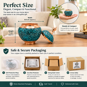 Pot à sucre décoratif en cuivre incrusté de pierre turquoise fait main, récipient en métal vintage, ustensile de cuisine artisanal - Product Image 5