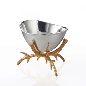 Tazón de Servir de Metal Pulido, Tazón de Acero Inoxidable para Alimentos, Vajilla Elegante para Mesa, Plato para Servir Ensaladas y Frutas, Decoración para el Hogar - Product Image 3