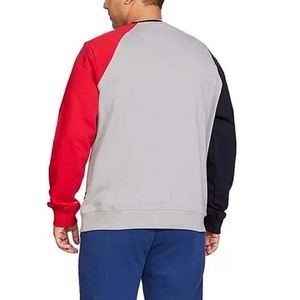 Sweat-shirt à col rond pour homme, gris, rouge, noir, à blocs de couleur, à manches longues, décontracté, style streetwear - Product Image 2