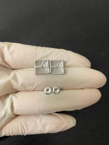 Boucles d'oreilles carrées en moissanite taille ronde serties pavé pour femme, en argent 925, bijoux fins, cadeau de fiançailles pour femme - Product Image 5