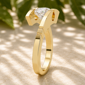Modern Princess Cut Tension Set 14K Solid Gold IGI Certified Lab Grown Diamond <b>Rings</b> Engagement <b>Rings</b> For Women Fine Jewelry - Product Image 2