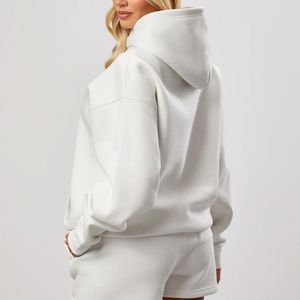 Wholesale Custom <b>White</b> Activewear Pullover <b>Hoodie</b> and Sweatpants Tracksuit Set Apparel - Product Image 2