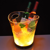 Acrylique transparent personnalisé PS Plastique Bière Vin champagne Bouteille Service Seau à Glace avec Lumière Led