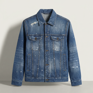 Veste en jean décontractée pour homme 100% coton, denim bleu épais, confortable, marque privée disponible, commande en gros - Product Image 1