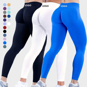 Leggings Deportivos Sólidos Sin Costuras con Efecto Scrunch, Cintura Alta, Secado Rápido, Spandex/Nylon, para Gimnasio, Yoga, para Mujer y Hombre - Product Image 1