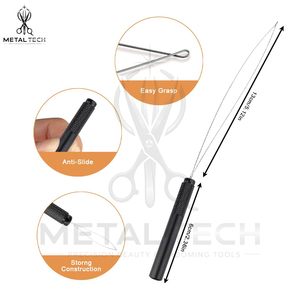 Removable Wire Loop Hair Extension Looper Tool Micro Beads <b>Threader</b> Pulling Hook Handle Set Feather Extension Hairdressing - Product Image 5