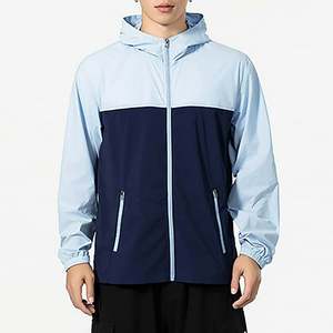 Men's Hooded <b>Jacket</b> For <b>Running</b> Climbing Outdoor <b>Lightweight</b> Stretch Nylon Spandex Windbreaker with Zippered Pockets Regular Fit - Product Image 1