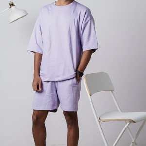 Ensemble T-shirts et shorts décontractés personnalisables pour hommes, 100 % coton, séchage rapide, logo brodé, style urbain, vente en gros - Product Image 6