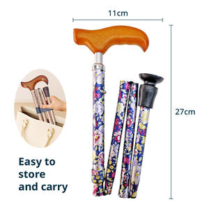 Bâton de marche pliable en métal avec poignée ergonomique en bois - Product Image 5