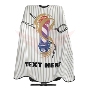 Capa de Peluquería con Rayas y Logotipo Personalizado, Delantal para Cortar el Cabello con Estampado de Tijeras y Peine - Product Image 4