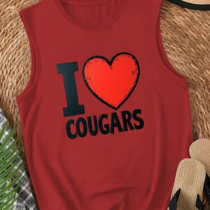 Women's Casual COUGARS Logo Vest <b>Heart</b> I <b>Love</b> Knitted Fabric Front Position Logo - Product Image 3