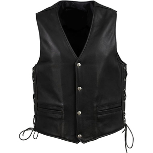 Gilet de motard classique pour homme Samroz Sports en cuir véritable avec fermeture éclair - Product Image 3