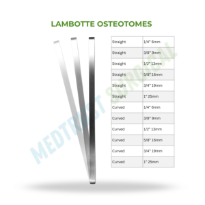 Osteótomos Lambotte de 10 pulgadas (250 mm), instrumento de cirugía neurológica de columna vertebral para osteotomía espinal y corte óseo. - Product Image 2