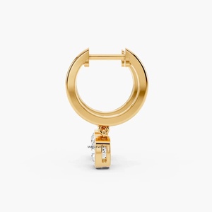 Cushion Cut Lab Grown Diamond Bezel Drop Hoop <b>Earrings</b> in 10K 14K 18K Gold 925 935 Sterling Silver <b>Fine</b> Jewelry - Product Image 3