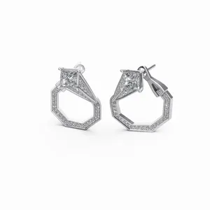 Pendientes de Diamantes Victoria Timeless Structure, Corte Redondo y Princesa, Diamantes Creados en Laboratorio para Exportación - Product Image 3