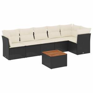 Black And Cream Garden <b>Sofa</b> <b>Set</b> With Cushions Outdoor Furniture UV Resistant PE Rattan Contemporary Design Waterproof - Product Image 2