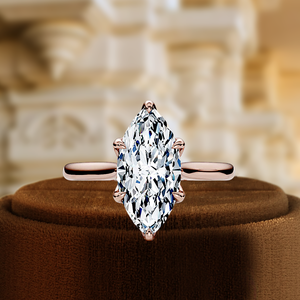 Anillo de compromiso con diamante de corte marquesa de 1 quilate, cultivado en laboratorio, con engaste tipo tulipán, en oro amarillo de 14 quilates, conjunto nupcial, anillo con diamante certificado por IGI para ella. - Product Image 4