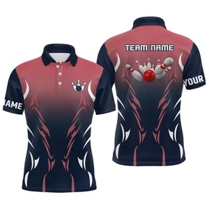 Custom Men's <b>Bowling</b> Polo Shirt Black American Flag Print Sublimation Short Sleeve Knitted Polyester Plus Size Team Name Design - Product Image 6