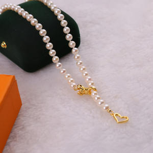 Lao Zhang Elegant 5-6mm Freshwater <b>Pearl</b> <b>Necklace</b> Double Wear with <b>Gold</b> Injection Simple Accessories - Product Image 1
